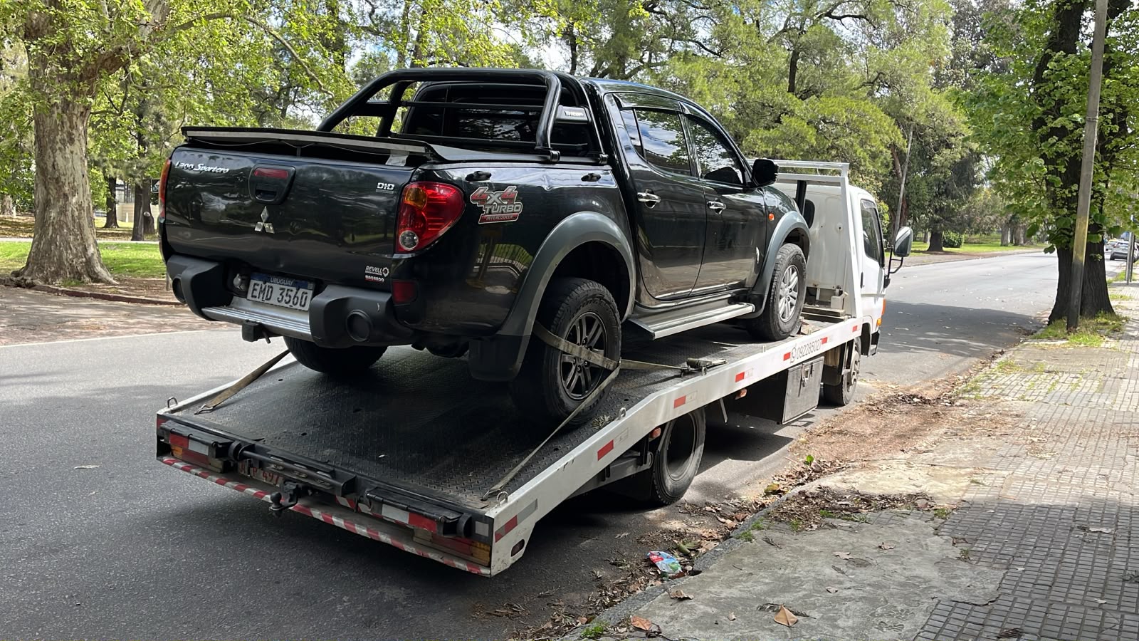 Traslado de auto en plataforma